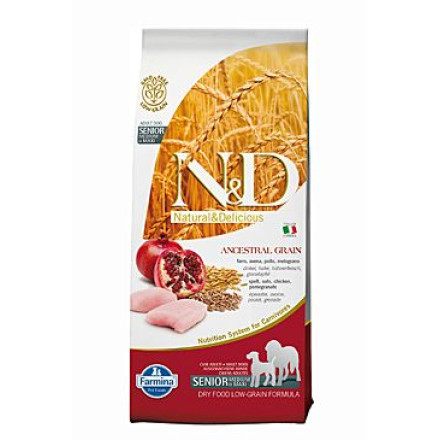 N&D LG DOG Senior M/L Chicken&Pomegr 12kg